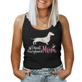 Great Dachshund Mom Flower Perfect Dog Mom Gift Women Tank Top Basic Casual Daily Weekend Graphic - Seseable