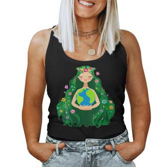 Womens Green Mother Earth Day Save Our Planet For Girls Kids Women Tank Top | Mazezy