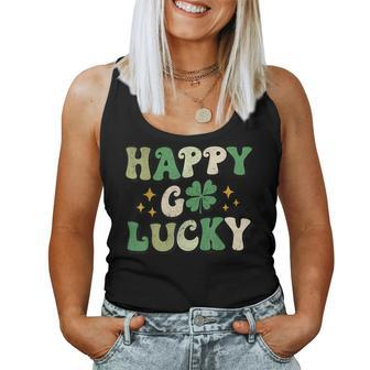 Groovy Happy Go Lucky St Patricks Day Men Women Kids Women Tank Top Basic Casual Daily Weekend Graphic - Seseable