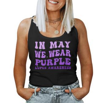 Womens Groovy In May We Wear Purple Lupus Awareness Month Women Tank Top | Mazezy