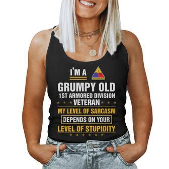 Grumpy Old 1St Armored Division Veteran Father Day Christmas Women Tank Top | Mazezy