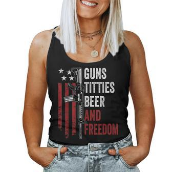 Guns Titties Beer & Freedom - Mens Funny Guns Drinking Usa Women Tank Top Basic Casual Daily Weekend Graphic - Seseable