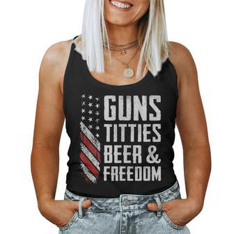 Guns Titties Beer & Freedom - Usa Drinking Funny Mens Gun Women Tank Top Basic Casual Daily Weekend Graphic - Seseable