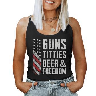 Guns Titties Beer & Freedom - Usa Drinking Funny Mens Gun Women Tank Top Basic Casual Daily Weekend Graphic | Seseable CA