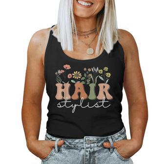Hairstylist Hairapist Hairdresser Hair Stylist Wildflower Women Tank Top Basic Casual Daily Weekend Graphic - Seseable