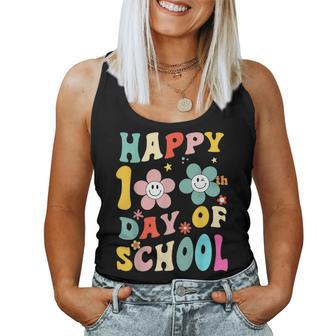 Happy 100 Days Of School Groovy 100Th Day School Teacher Kid Women Tank Top Basic Casual Daily Weekend Graphic - Thegiftio UK