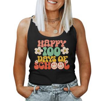 Happy 100Th Day Of School Teacher Kids Retro Groovy 100 Days V3 Women Tank Top Basic Casual Daily Weekend Graphic - Thegiftio UK
