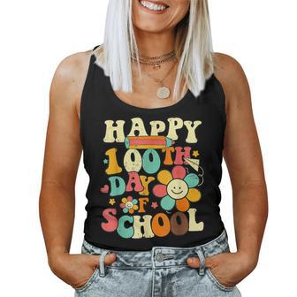 Happy 100Th Day Of School Teacher Kids Retro Groovy 100 Days V4 Women Tank Top Basic Casual Daily Weekend Graphic - Thegiftio UK