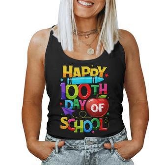 Happy 100Th Day Of School Teacher Rainbow - 100 Days Smarter Women Tank Top Basic Casual Daily Weekend Graphic - Thegiftio UK