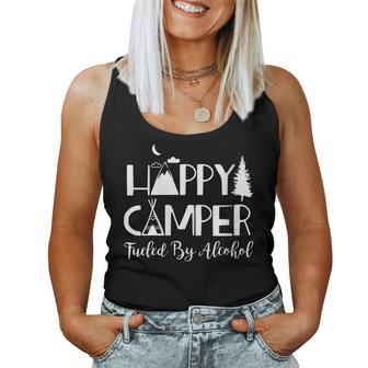 Womens Happy Camper Fueled By Alcohol Camping Party Drinking Women Tank Top | Mazezy