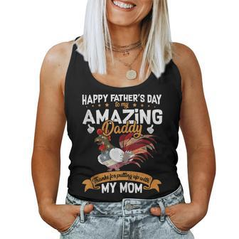 Happy Father’S Day To My Amazing Daddy Chicken Women Tank Top Basic Casual Daily Weekend Graphic - Thegiftio UK