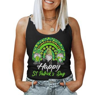 Happy St Patricks Day 2023 Shamrock Rainbow Gnomes Lucky Women Tank Top Basic Casual Daily Weekend Graphic - Seseable