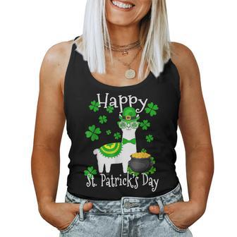 Happy St Patricks Day Llama Dad Mom Boy Girl Lucky Women Tank Top Basic Casual Daily Weekend Graphic - Seseable