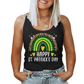 Happy St Patricks Day Rainbow Leopard Print Shamrock Irish Women Tank Top Basic Casual Daily Weekend Graphic - Thegiftio UK