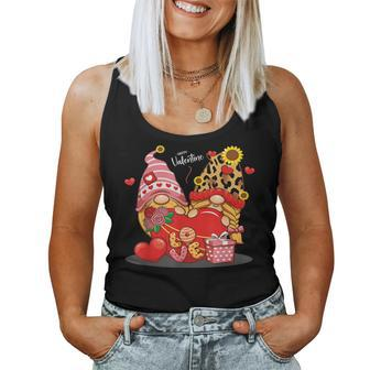 Happy Valentines Day Gnomes With Leopard Sunflower Valentine V3 Women Tank Top Basic Casual Daily Weekend Graphic - Seseable