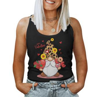Happy Valentines Day Gnomes With Leopard Sunflower Valentine V7 Women Tank Top Basic Casual Daily Weekend Graphic - Seseable