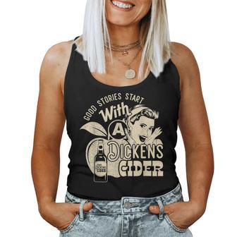 Hard Dickens Cider Girl Whiskey And Beer Apple Humor Women Tank Top | Mazezy