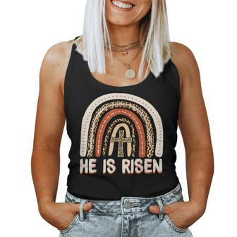 He Is Risen Leopard Rainbow Christian Jesus Happy Easter Day Women Tank Top Basic Casual Daily Weekend Graphic - Seseable