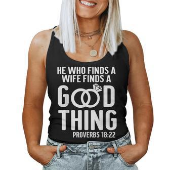 He Who Finds A Wife Finds A Good Thing Couple Matching Women Tank Top Basic Casual Daily Weekend Graphic - Seseable