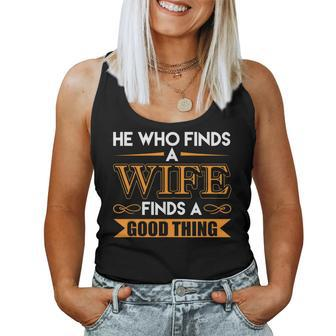 He Who Finds A Wife Finds A Good Thing Matching Couple Women Tank Top Basic Casual Daily Weekend Graphic - Seseable
