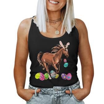 Horse And Bunny Rabbit Hat Easter Eggs Happy Day T Shirt Women Tank Top | Mazezy
