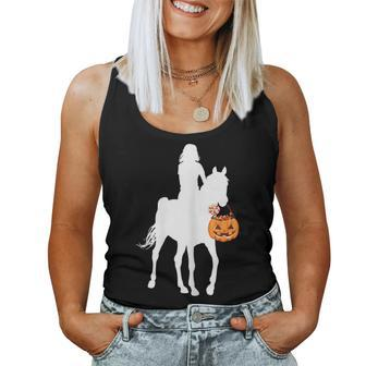 Horse Girl With Halloween Candy Bucket Horseback Riding Women Tank Top | Mazezy