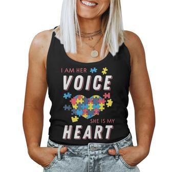 I Am Her Voice And She Is My Heart Autism Mom Or Dad Women Tank Top Basic Casual Daily Weekend Graphic - Seseable