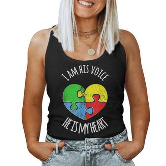 I Am His Voice Autism Awareness Mom Parent Dad Women Tank Top Basic Casual Daily Weekend Graphic - Seseable