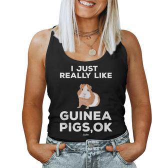 I Just Really Like Guinea Pigs Ok Funny Guinea Mom Themed Women Tank Top Basic Casual Daily Weekend Graphic - Seseable