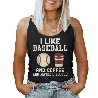 I Like Baseball Coffee And Maybe 3 People Baseball Player Women Tank Top Basic Casual Daily Weekend Graphic - Seseable