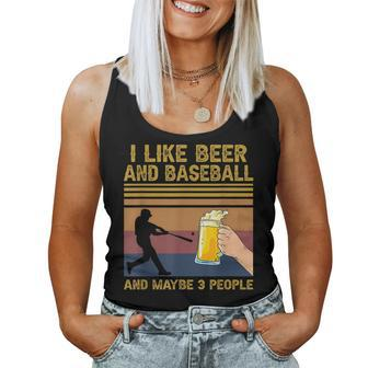I Like Beer And Baseball And Maybe 3 People Funny Gift Women Tank Top Basic Casual Daily Weekend Graphic - Seseable
