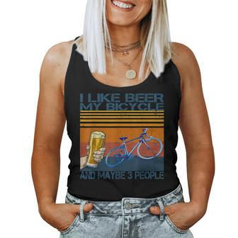 I Like Beer & My Bicycle And Maybe 3 People Vintage Cycling Women Tank Top Basic Casual Daily Weekend Graphic - Seseable