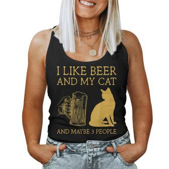 I Like Beer And My Cat And Maybe 3 People I Like Beer Cat Women Tank Top Basic Casual Daily Weekend Graphic - Seseable