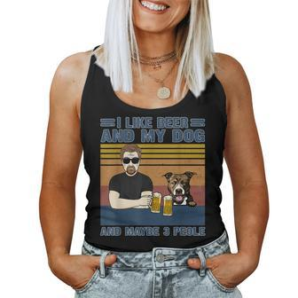 I Like Beer And My Dog And Maybe 3 People Dog And Beer Lover Women Tank Top Basic Casual Daily Weekend Graphic - Seseable