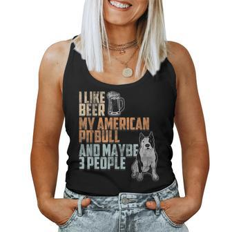 I Like Beer My American Pitbull And Maybe 3 People Dog Lover Women Tank Top Basic Casual Daily Weekend Graphic - Seseable