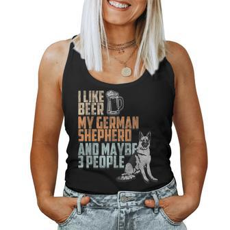 I Like Beer My German Shepherd And Maybe 3 People Dog Lover Women Tank Top Basic Casual Daily Weekend Graphic - Seseable