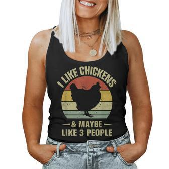 I Like Chickens And Maybe Like 3 People Chicken Farmer Women Tank Top Basic Casual Daily Weekend Graphic - Seseable