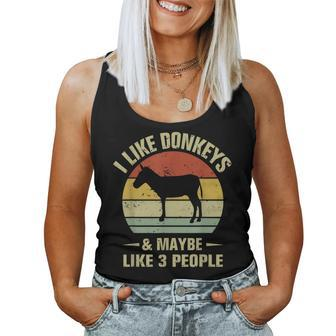 I Like Donkeys And Maybe Like 3 People Funny Donkey Farmer Women Tank Top Basic Casual Daily Weekend Graphic - Seseable