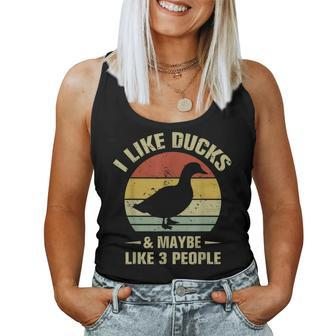 I Like Ducks And Maybe Like 3 People Funny Duck Farm Farmer Women Tank Top Basic Casual Daily Weekend Graphic - Seseable