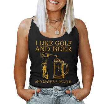 I Like Golf And Beer And Maybe 3 People Retro Vintage Women Tank Top Basic Casual Daily Weekend Graphic - Seseable