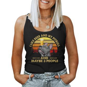 I Like My Pitbull Beer & Maybe 3 People Pit Bull Terrier Dog Women Tank Top Basic Casual Daily Weekend Graphic - Seseable