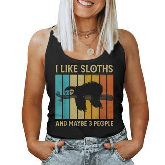 I Like Sloths And Maybe 3 People Funny Retro For Men Boys Women Tank Top Basic Casual Daily Weekend Graphic - Seseable
