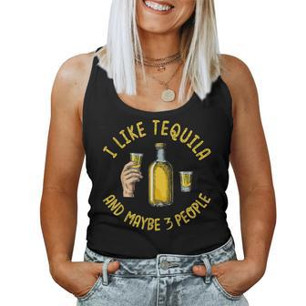 I Like Tequila And Maybe 3 People Funny Cocktail Women Tank Top Basic Casual Daily Weekend Graphic - Seseable
