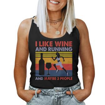 I Like Wine And Running And Maybe 3 People Birthday Gift Women Tank Top Basic Casual Daily Weekend Graphic - Seseable