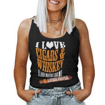 I Love Cigars & Whiskey And Maybe Like 3 Other People Quote Women Tank Top Basic Casual Daily Weekend Graphic - Seseable
