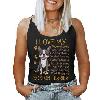 I Love My Brown Bostie Boston Terrier Mom Dad Kid Lover Gift Women Tank Top Basic Casual Daily Weekend Graphic - Seseable