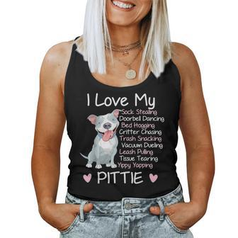 I Love My Pitbull Pittie Mom Mama Dad Youth Funny Women Tank Top Basic Casual Daily Weekend Graphic - Seseable