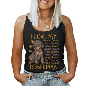 I Love My Red Doberman Dobie Mom Dad Gifts Youth Kid Lovers Women Tank Top Basic Casual Daily Weekend Graphic - Seseable