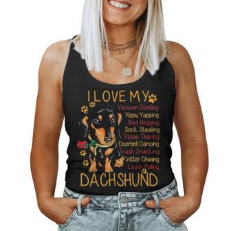 I Love My Weiner Dachshund Weenie Mama Mom Funny Gifts Women Tank Top Basic Casual Daily Weekend Graphic - Seseable