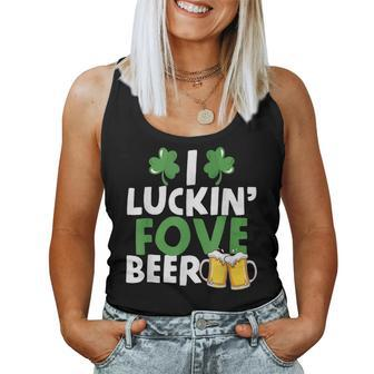 I Luckin Fove Beer Funny St Pattys Day Go Lucky Gifts Women Tank Top Basic Casual Daily Weekend Graphic - Seseable